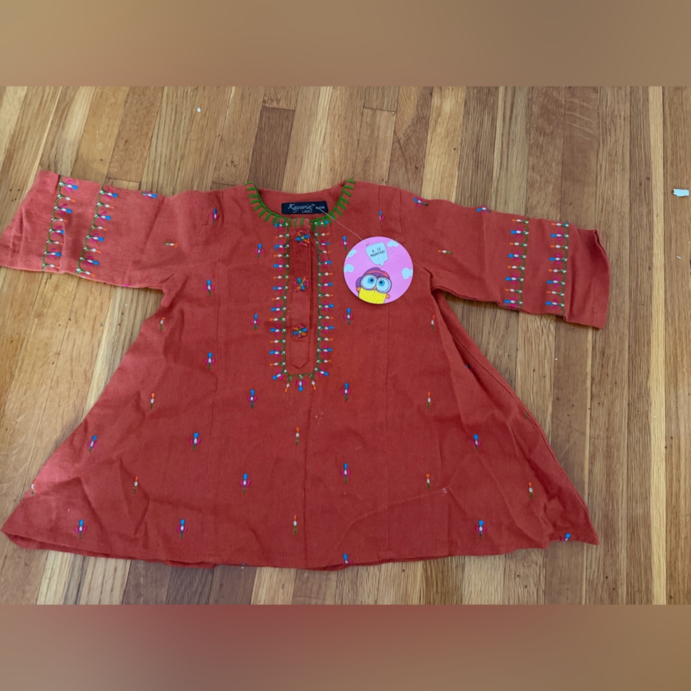 Rust baby girl desi outfit perfect for Eid Diwali or wedding